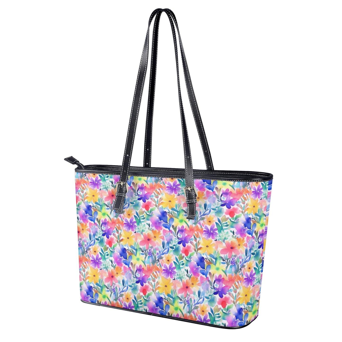 Radiant Watercolor Blooms: Bright and Vivid Floral  Design Professional Tote Bag Faux Leather (PU) - 2 Sizes