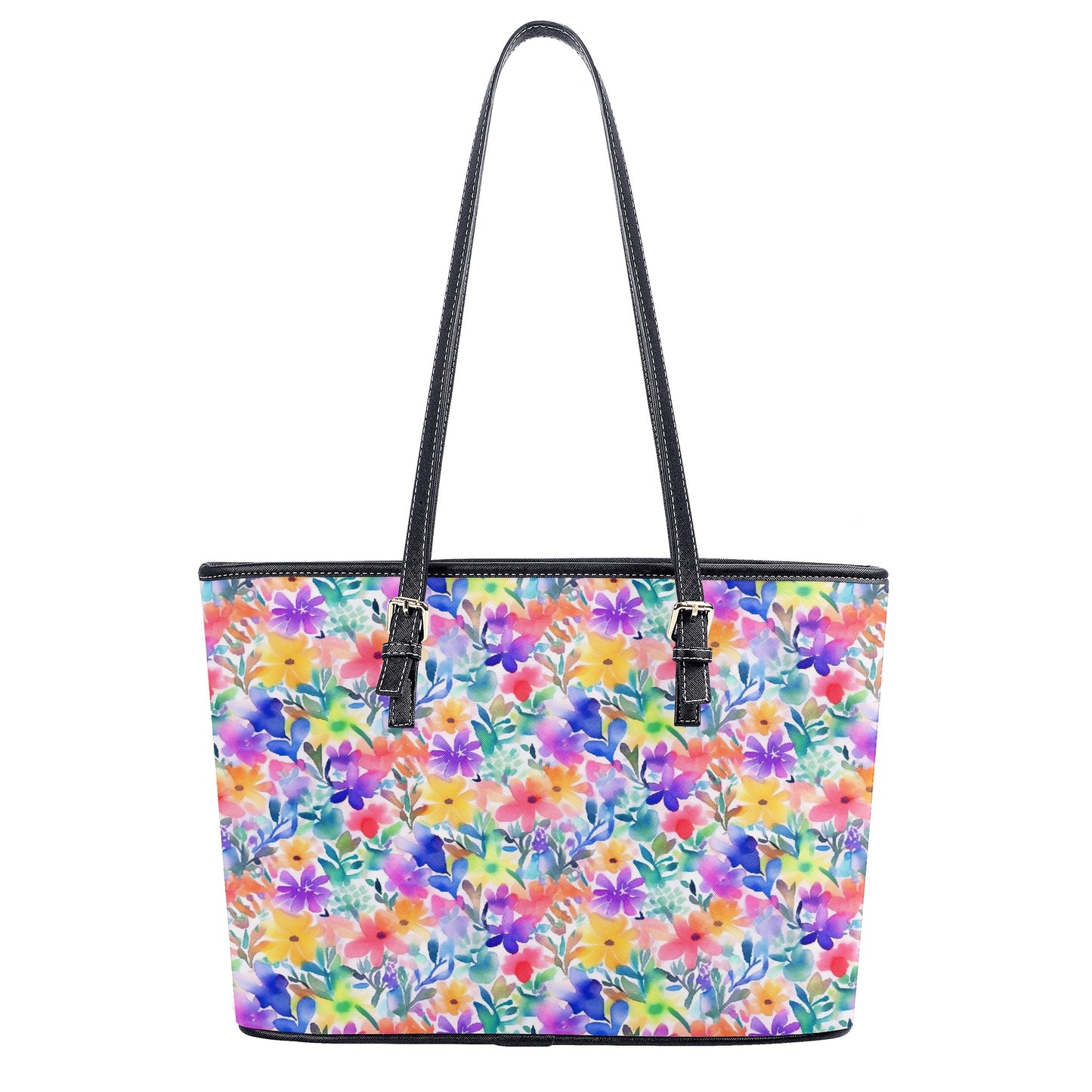 Radiant Watercolor Blooms: Bright and Vivid Floral  Design Professional Tote Bag Faux Leather (PU) - 2 Sizes