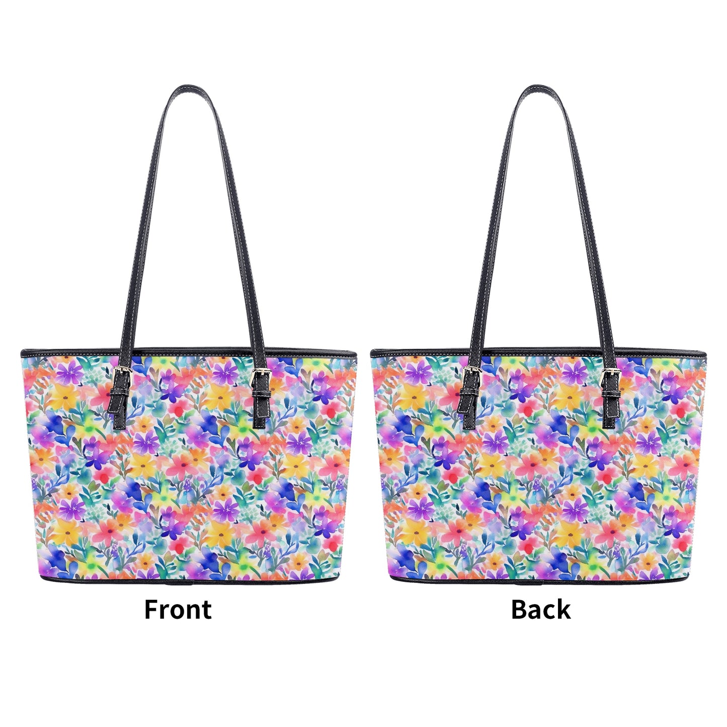 Radiant Watercolor Blooms: Bright and Vivid Floral  Design Professional Tote Bag Faux Leather (PU) - 2 Sizes