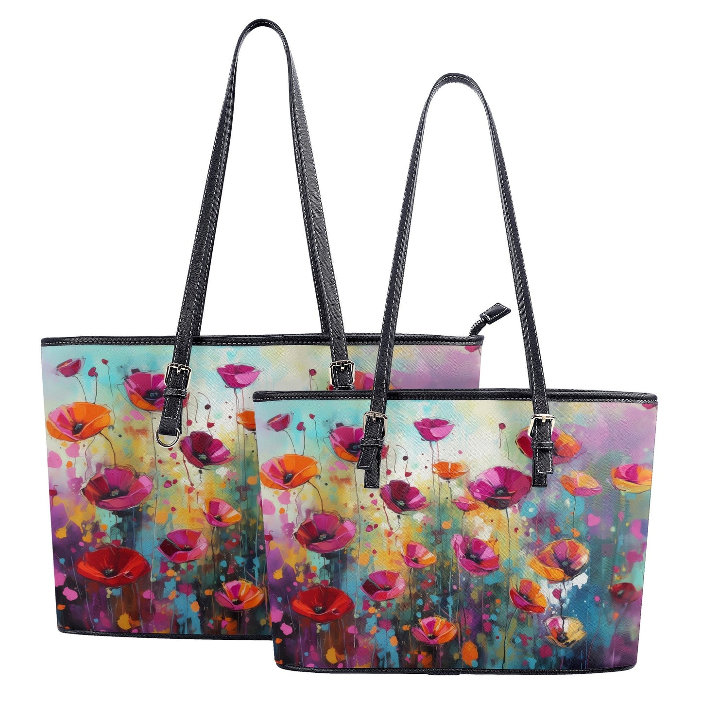 Field of Pink Wildflowers Professional Tote Bag Faux Leather (PU) - 2 Sizes