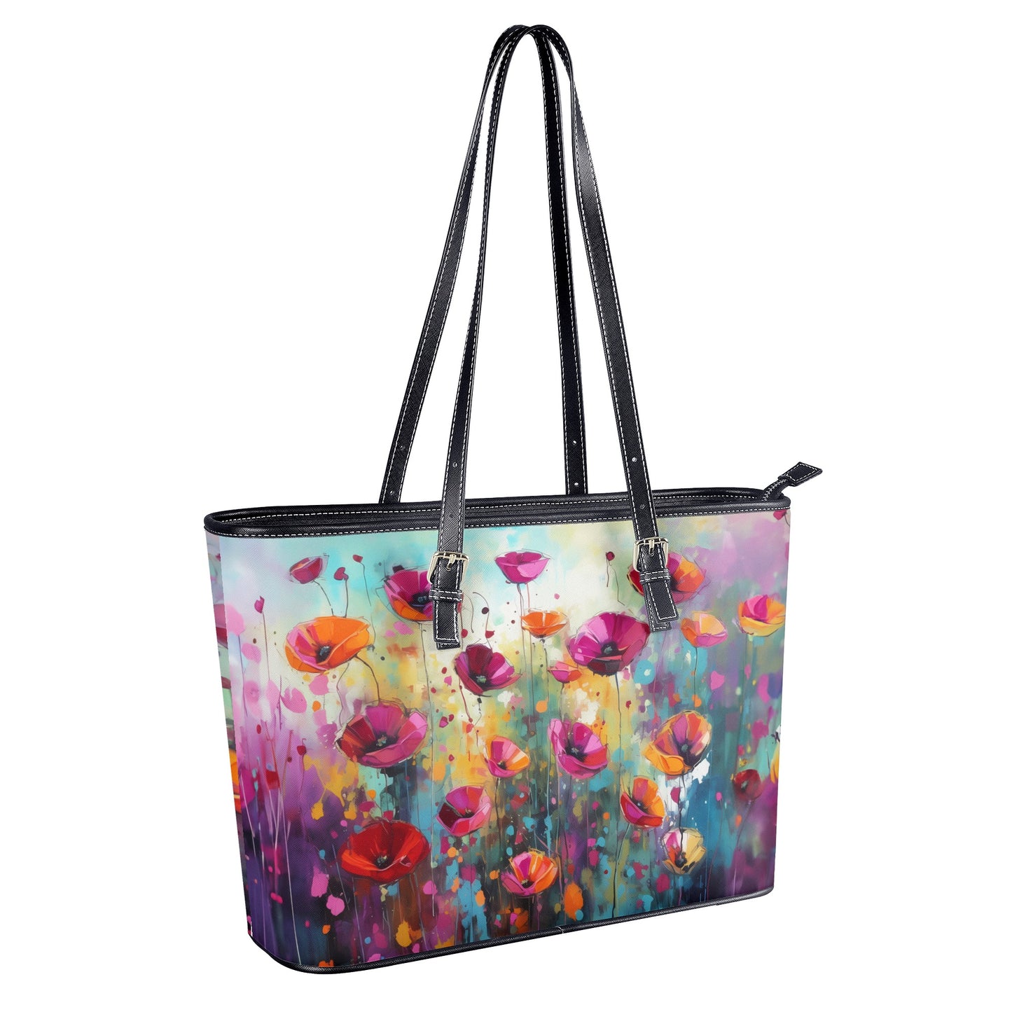 Field of Pink Wildflowers Professional Tote Bag Faux Leather (PU) - 2 Sizes