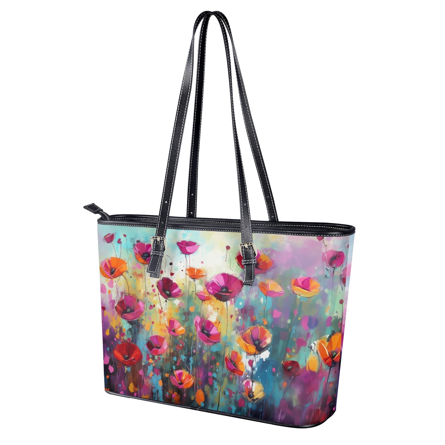 Field of Pink Wildflowers Professional Tote Bag Faux Leather (PU) - 2 Sizes