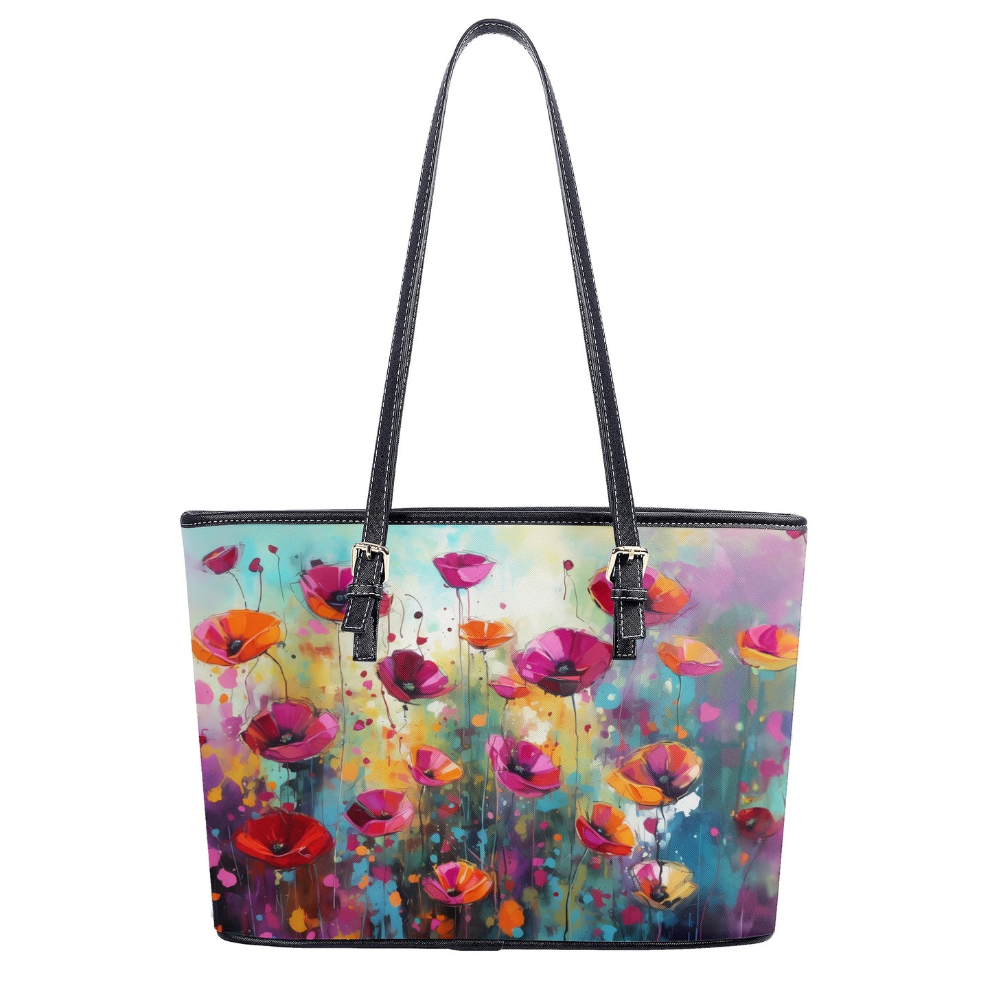 Field of Pink Wildflowers Professional Tote Bag Faux Leather (PU) - 2 Sizes