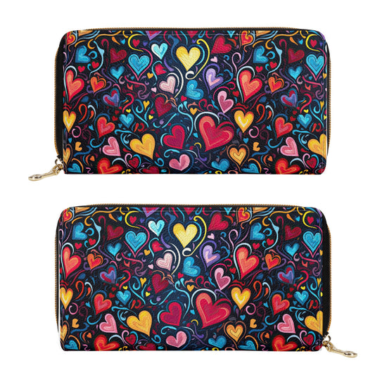 Whimsical Colorful Heart Design Leather Wallet (PU)