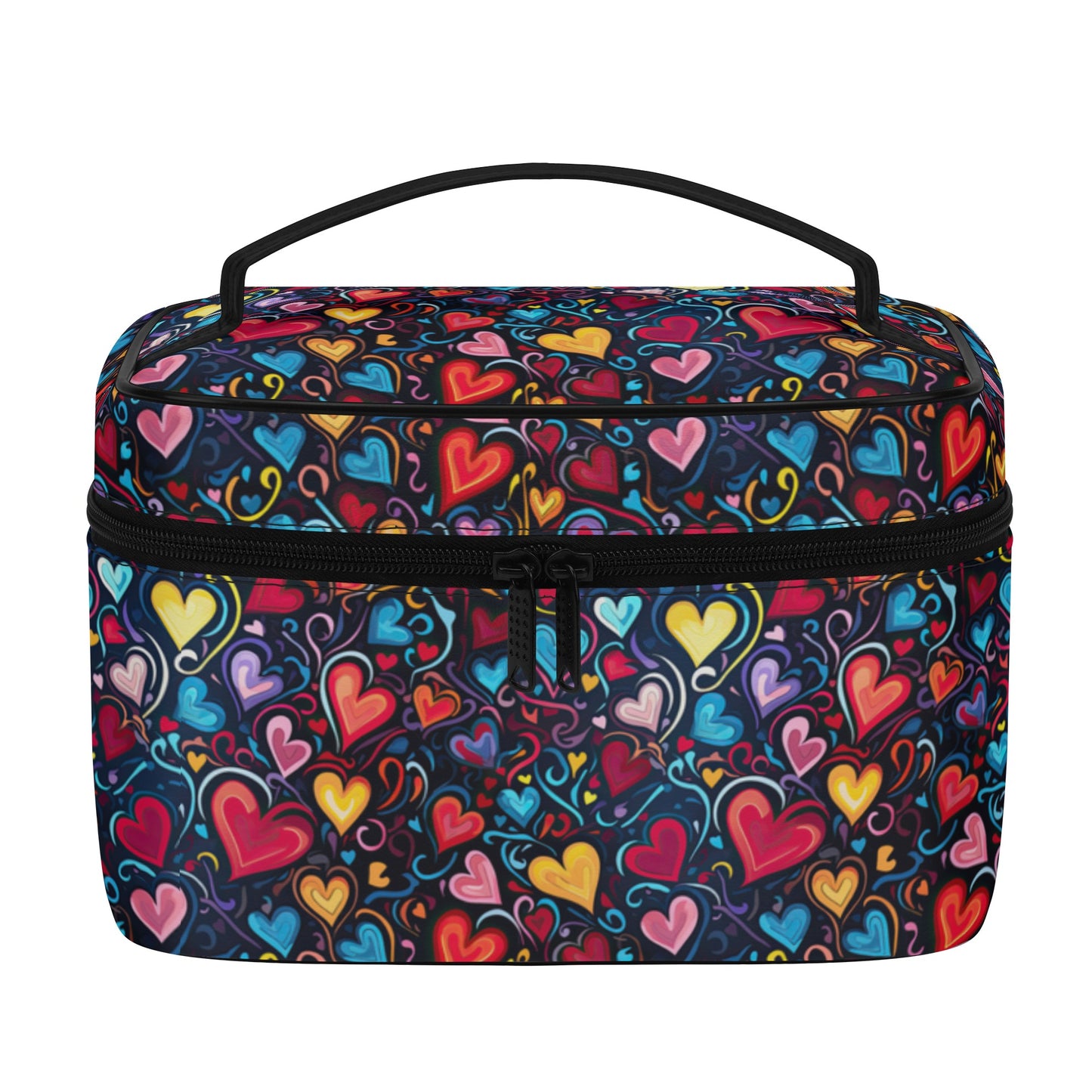 Whimsical Colorful Heart Design - Cosmetic or Toiletry Bag Faux Leather (PU)