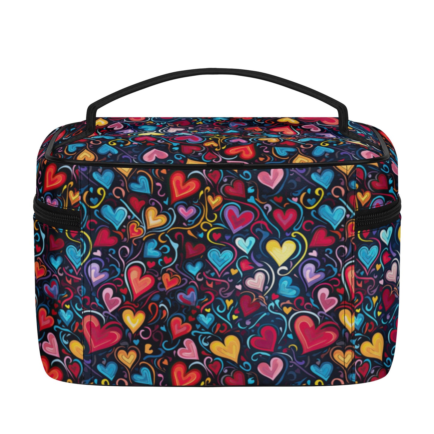 Whimsical Colorful Heart Design - Cosmetic or Toiletry Bag Faux Leather (PU)