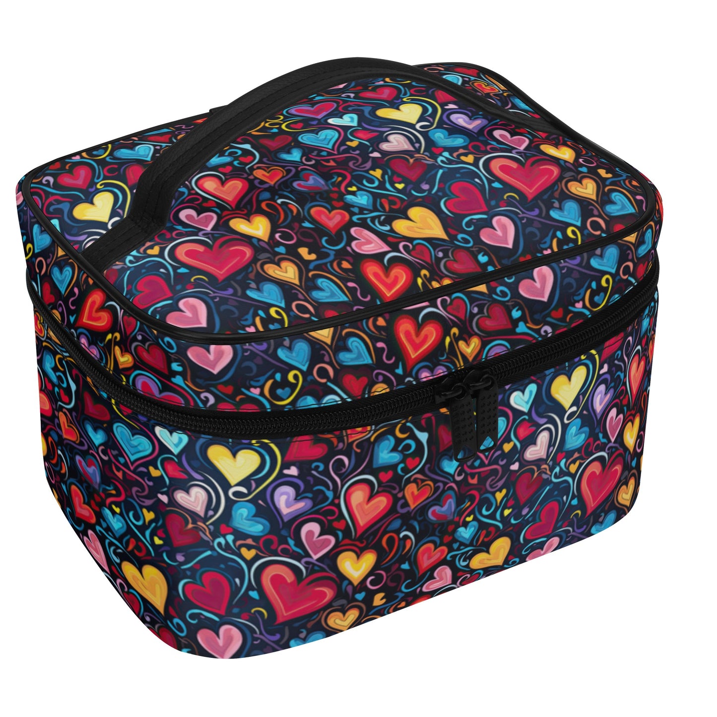 Whimsical Colorful Heart Design - Cosmetic or Toiletry Bag Faux Leather (PU)