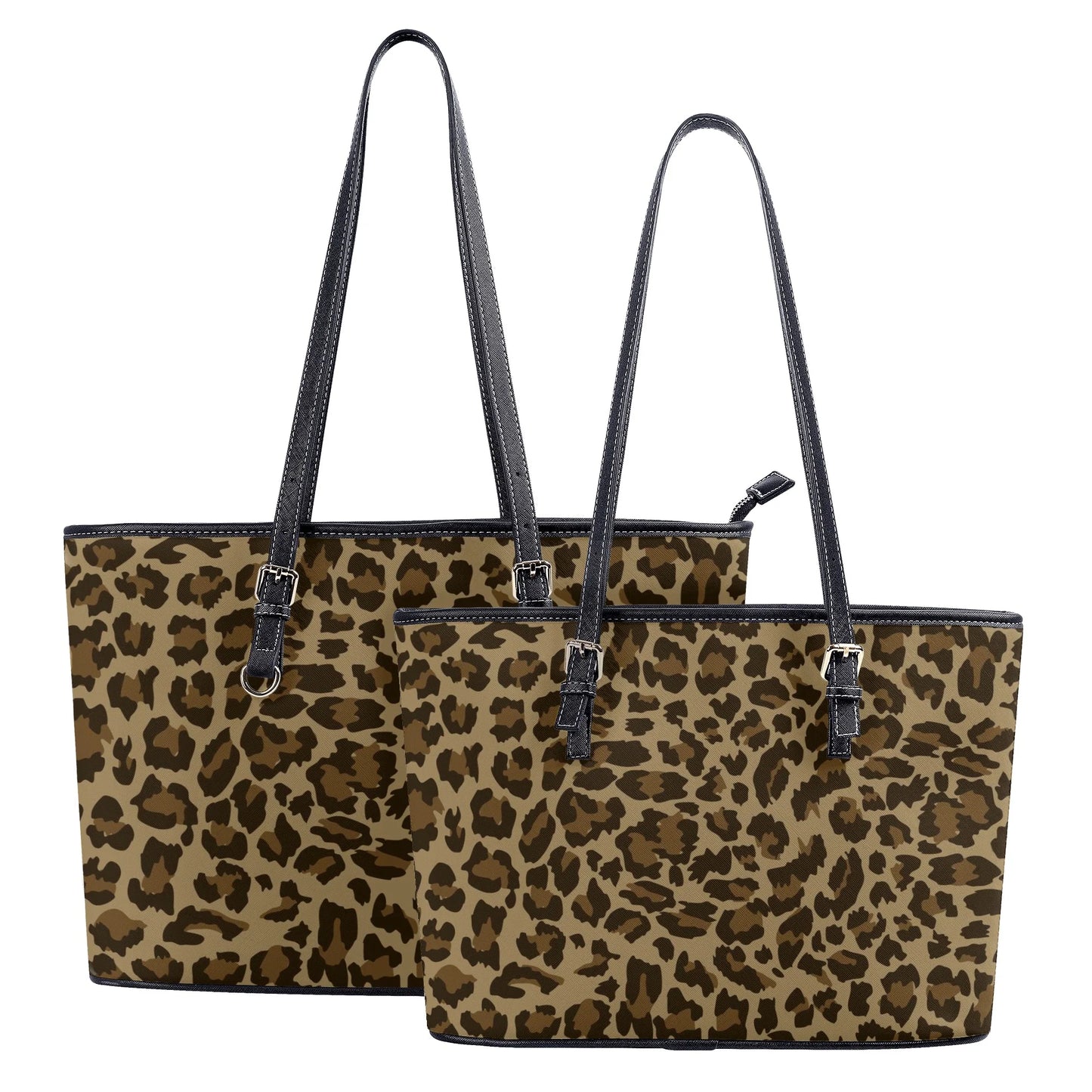 Wild Elegance Brown and Black Leopard Print Professional Tote Bag Faux Leather (PU) - 2 Sizes