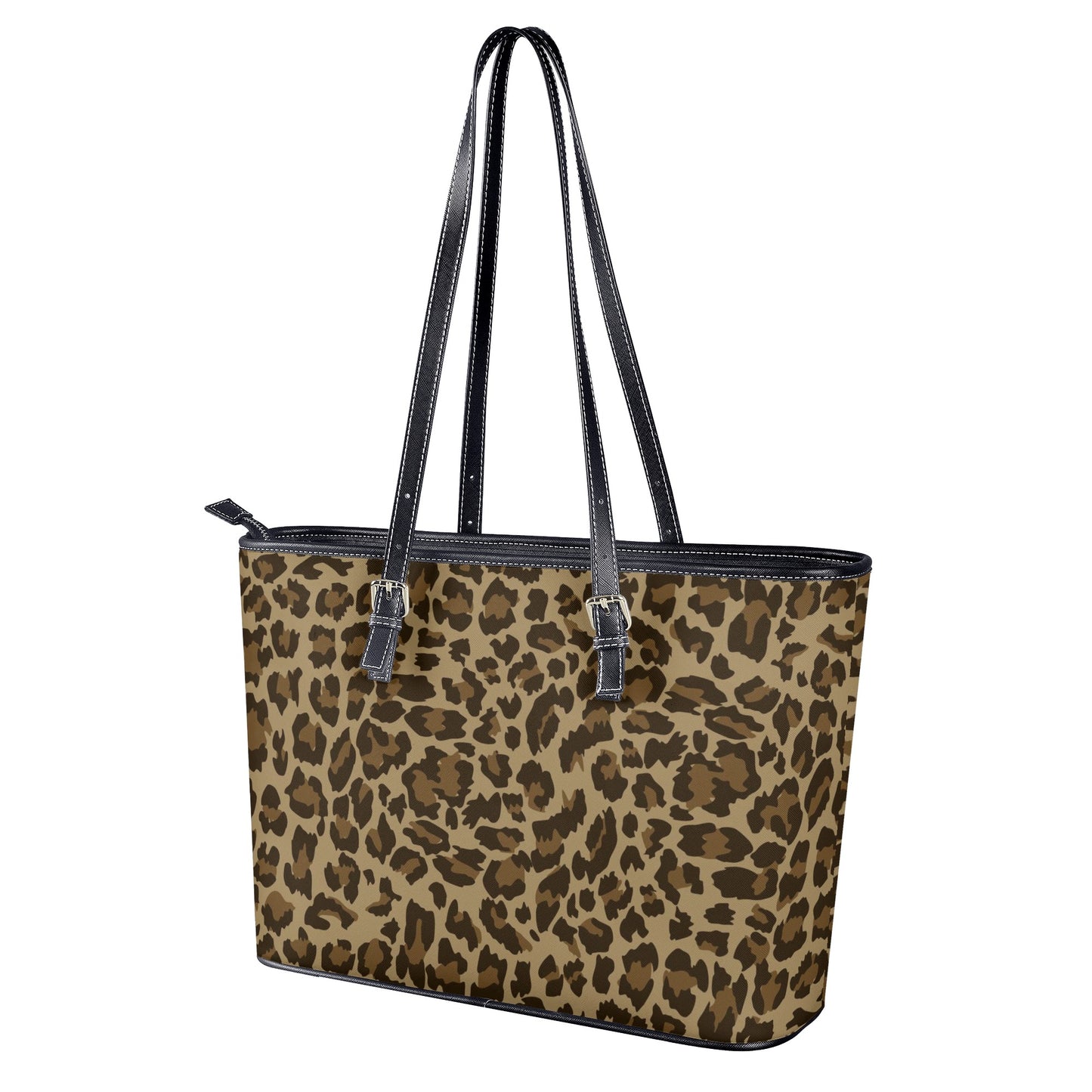 Wild Elegance Brown and Black Leopard Print Professional Tote Bag Faux Leather (PU) - 2 Sizes