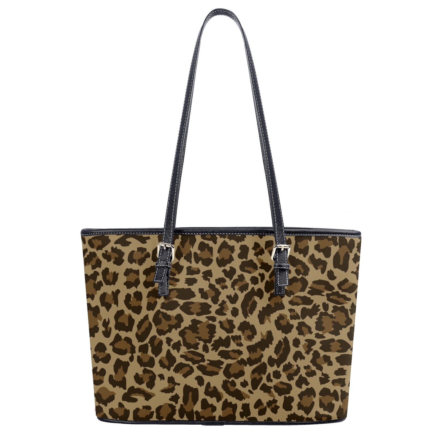 Wild Elegance Brown and Black Leopard Print Professional Tote Bag Faux Leather (PU) - 2 Sizes