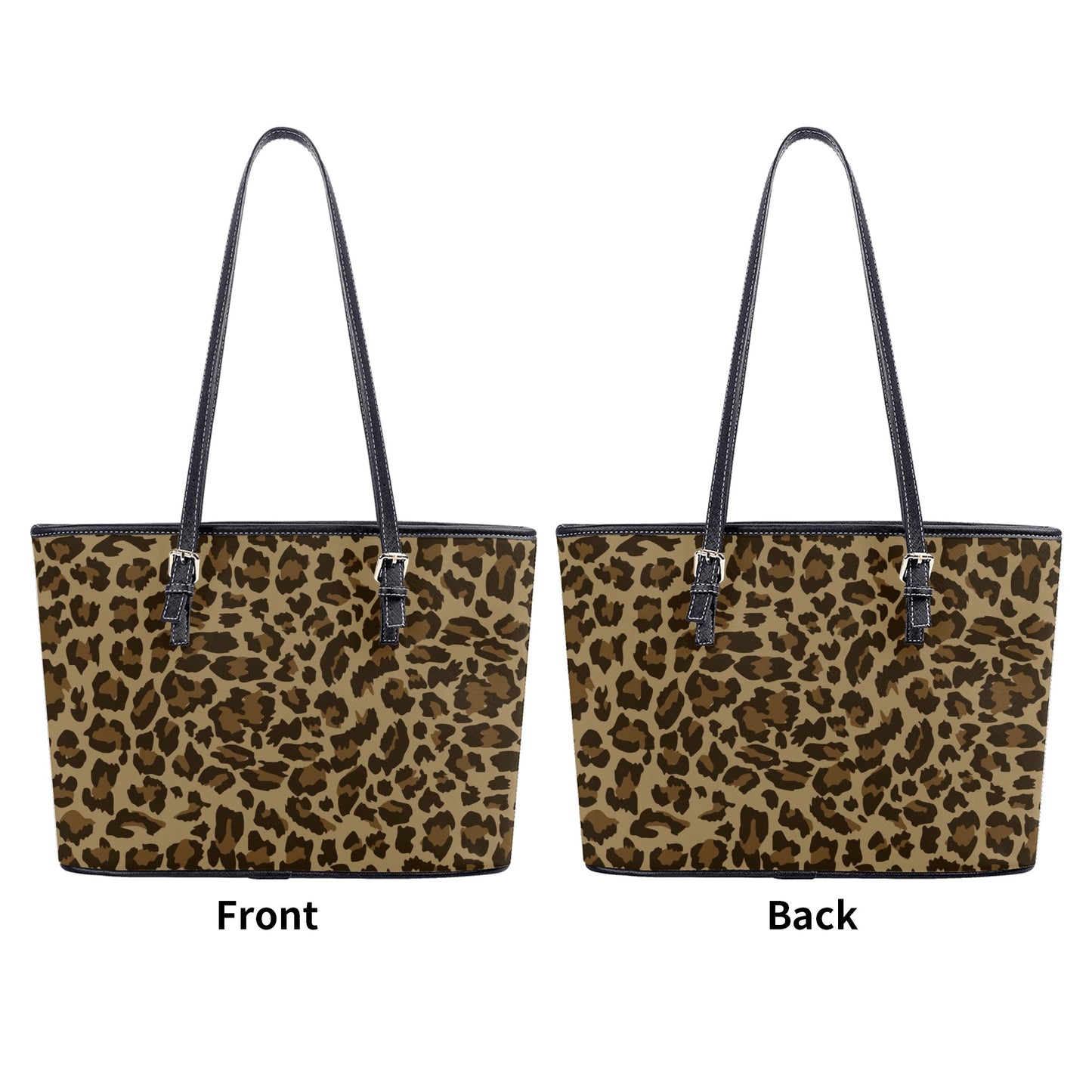 Wild Elegance Brown and Black Leopard Print Professional Tote Bag Faux Leather (PU) - 2 Sizes