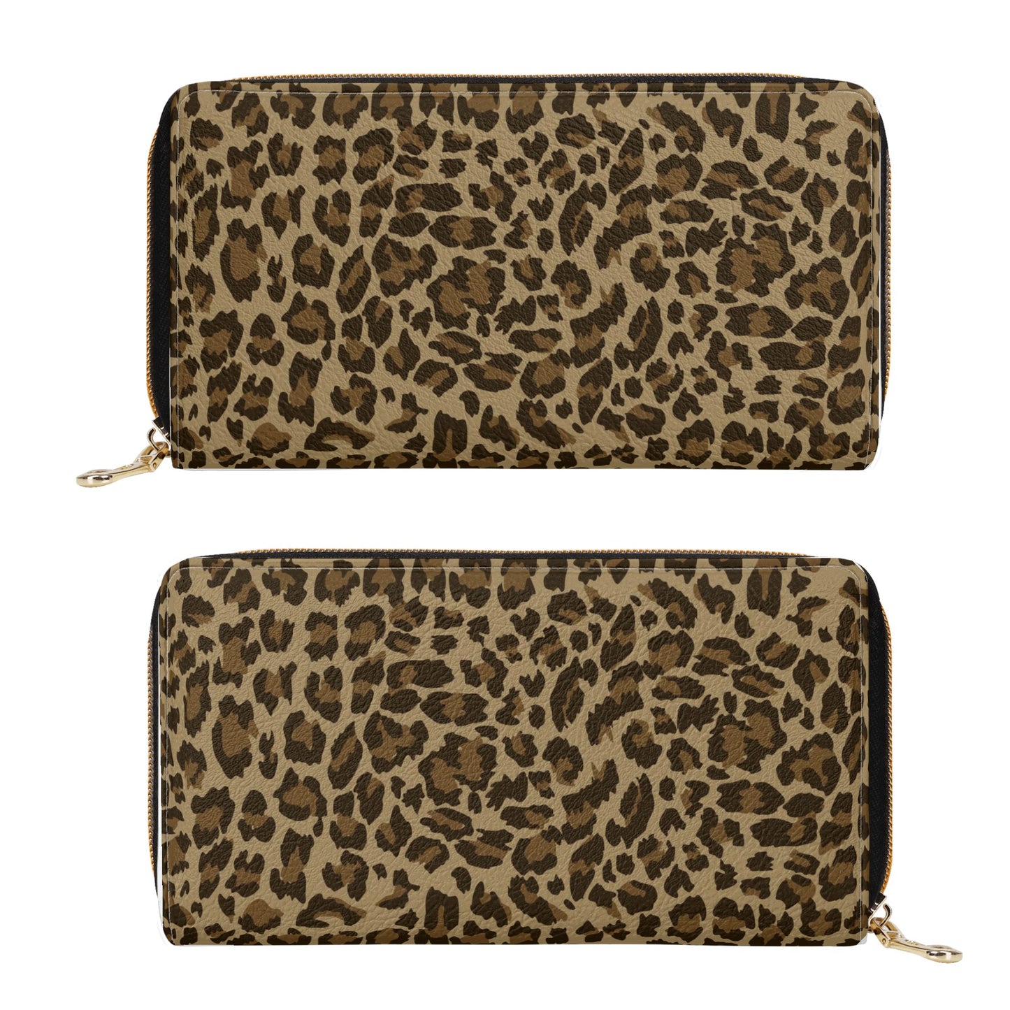 Wild Elegance Brown and Black Leopard Print Leather Wallet (PU)