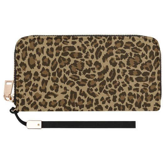 Wild Elegance Brown and Black Leopard Print - Wristlet Wallet Leather (PU)