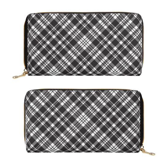 Chic Contrasting Black & Grey Argyle Plaid Pattern  Leather Wallet (PU)