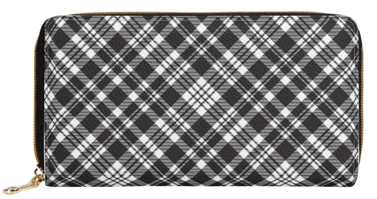 Chic Contrasting Black & Grey Argyle Plaid Pattern  Leather Wallet (PU)