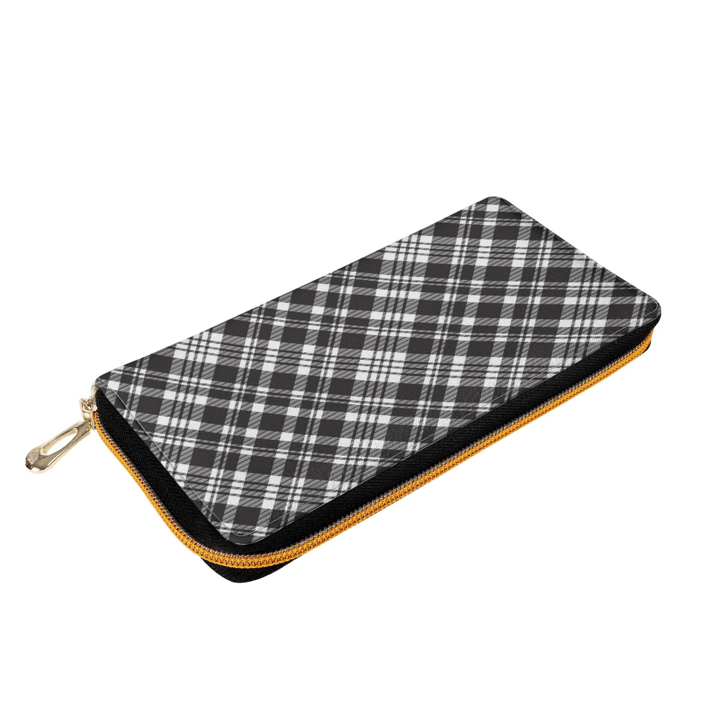 Chic Contrasting Black & Grey Argyle Plaid Pattern  Leather Wallet (PU)