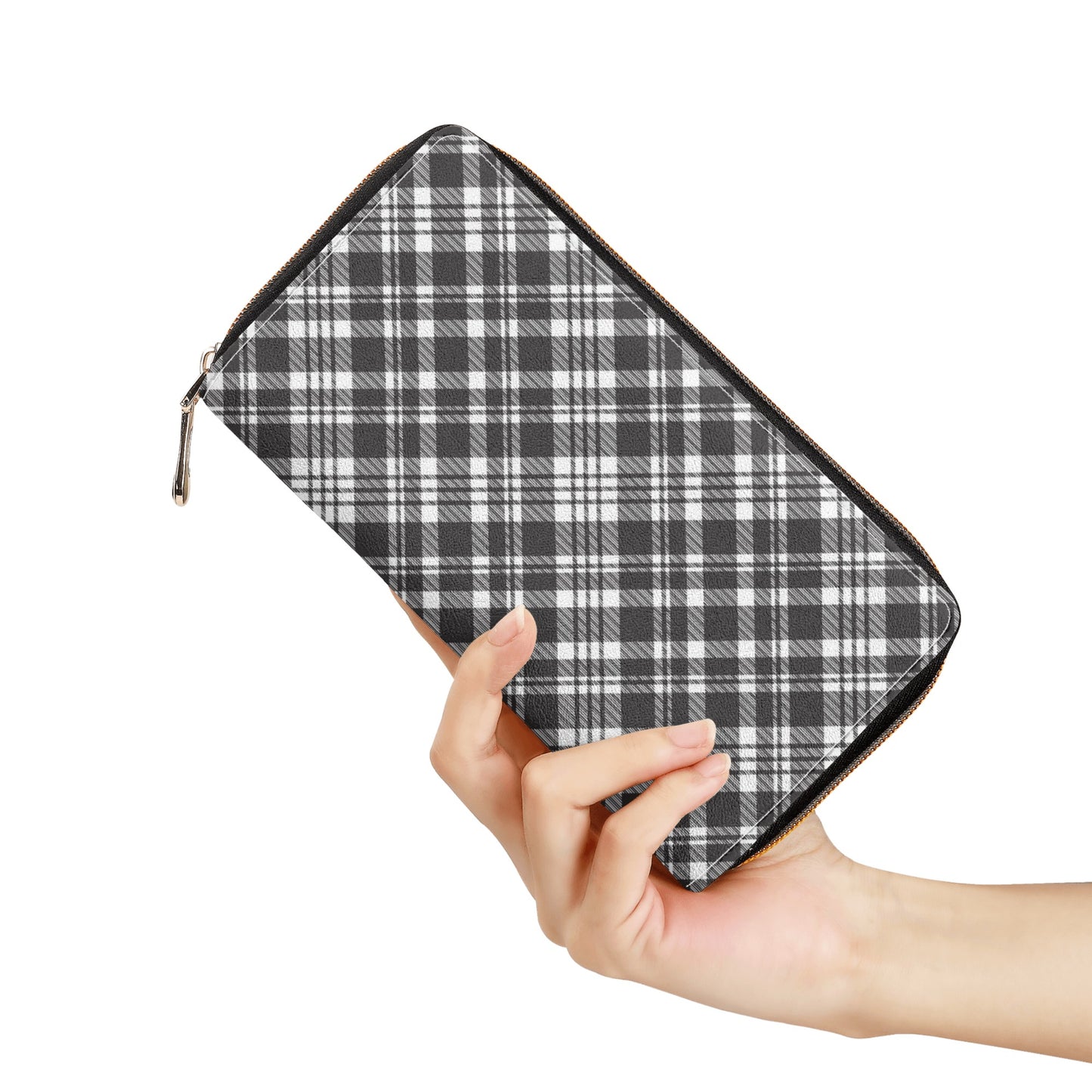 Chic Contrasting Black & Grey Argyle Plaid Pattern  Leather Wallet (PU)