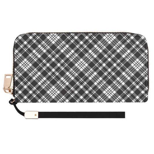 Chic Contrasting Black & Grey Argyle Plaid Pattern  - Wristlet Wallet Leather (PU)