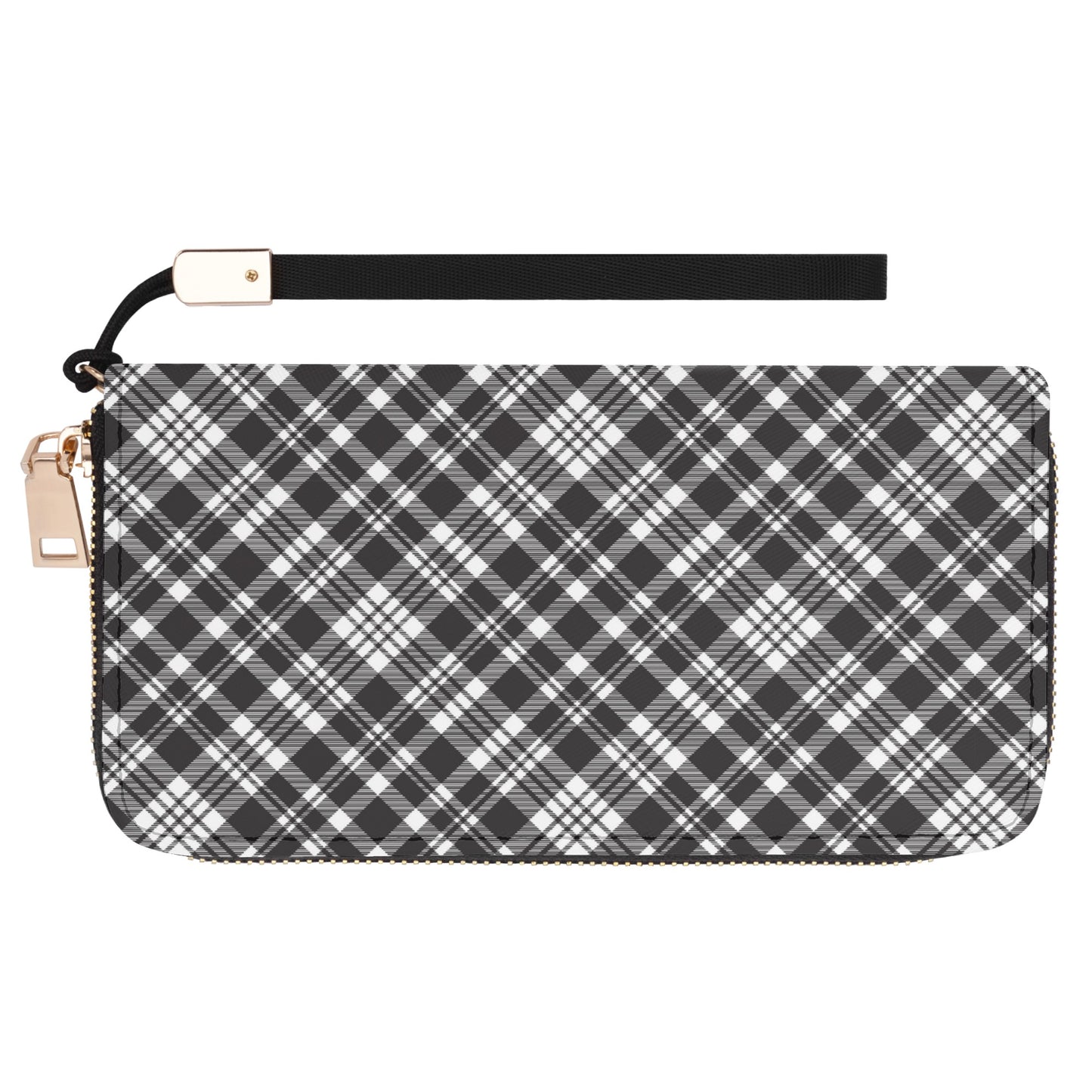 Chic Contrasting Black & Grey Argyle Plaid Pattern  - Wristlet Wallet Leather (PU)