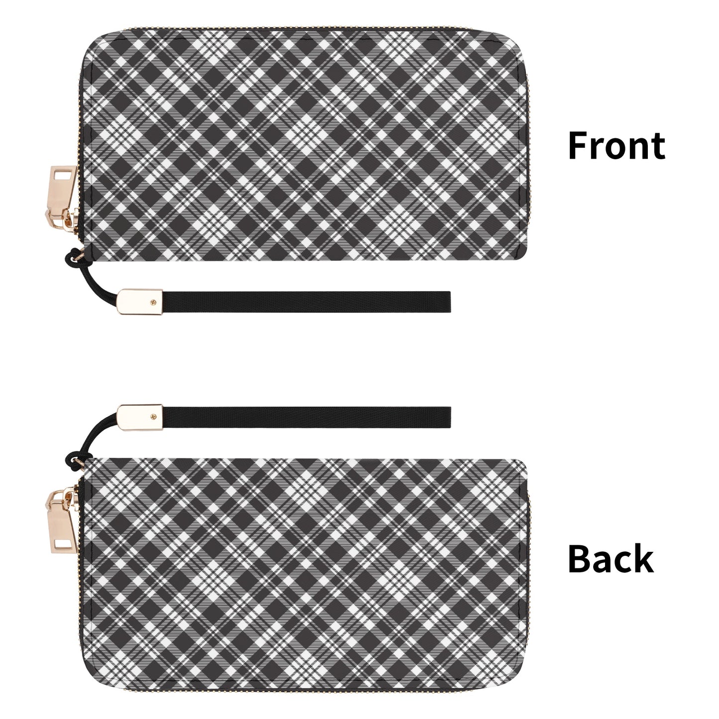 Chic Contrasting Black & Grey Argyle Plaid Pattern  - Wristlet Wallet Leather (PU)