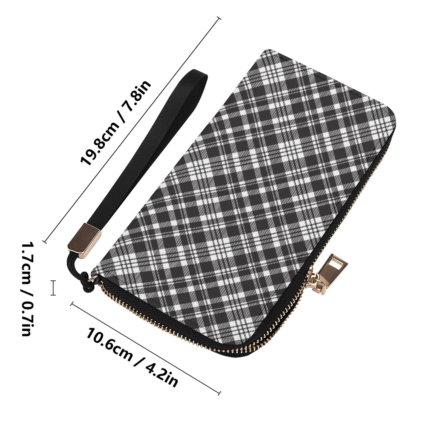 Chic Contrasting Black & Grey Argyle Plaid Pattern  - Wristlet Wallet Leather (PU)