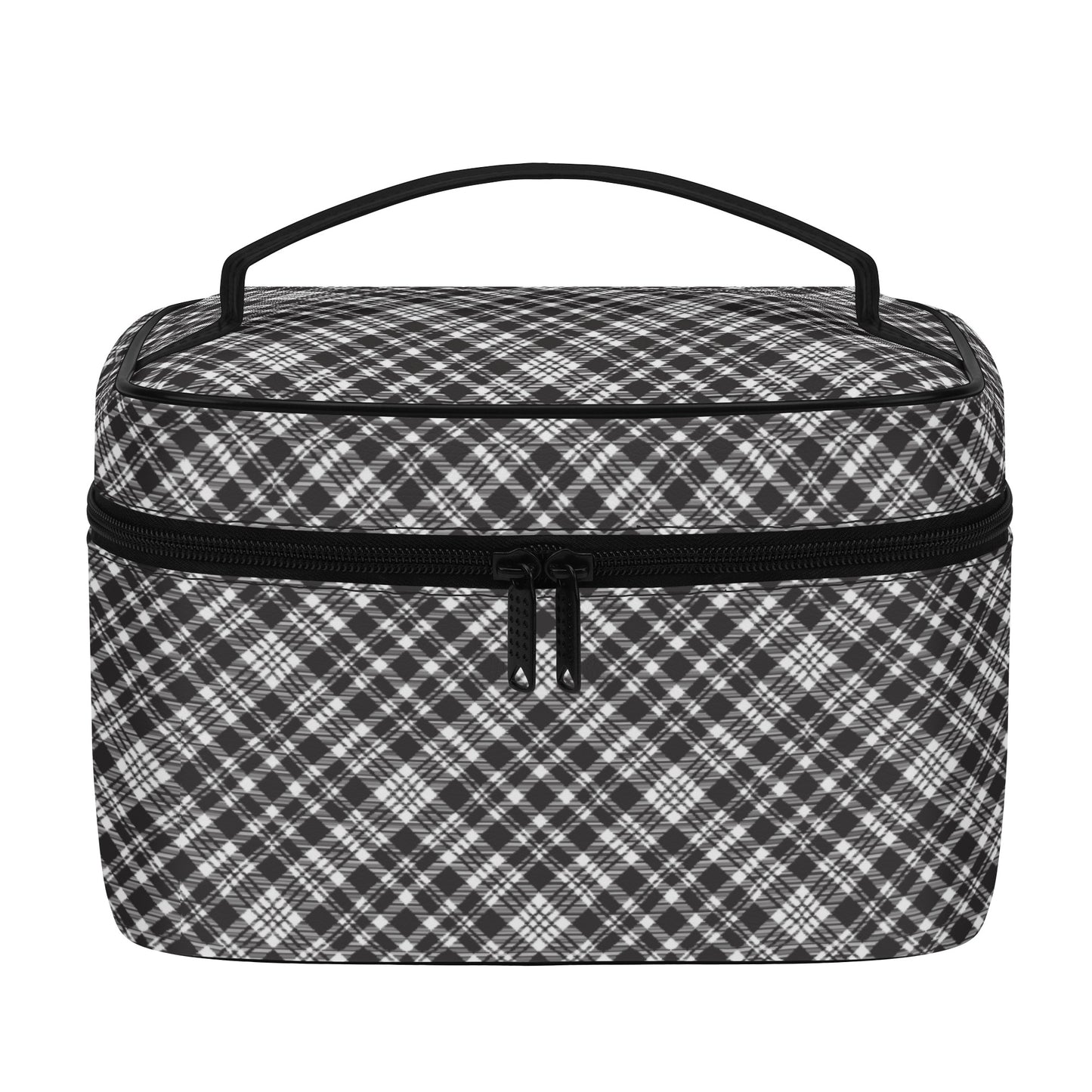 Chic Contrasting Black & Grey Argyle Plaid Pattern  - Cosmetic or Toiletry Bag Faux Leather (PU)