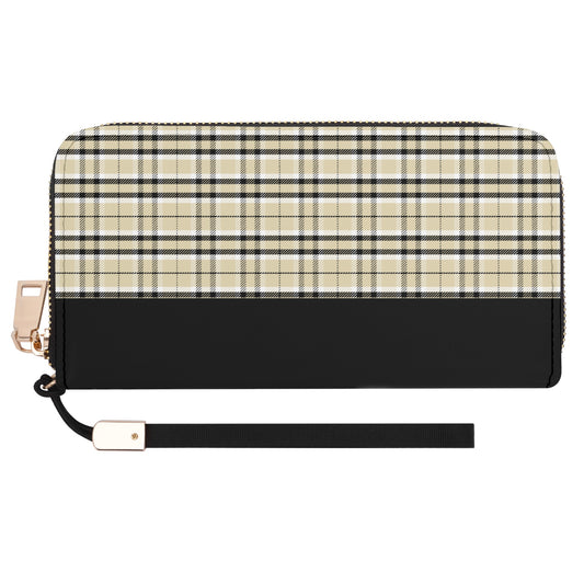 Chic Contrasting Yellow & Grey Argyle Plaid with Striking Black Accents  - Wristlet Wallet Leather (PU)