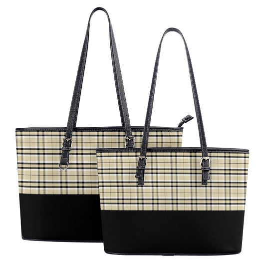 Chic Contrasting Yellow & Grey Argyle Plaid with Striking Black Accents Professional Tote Bag Faux Leather (PU) - 2 Sizes