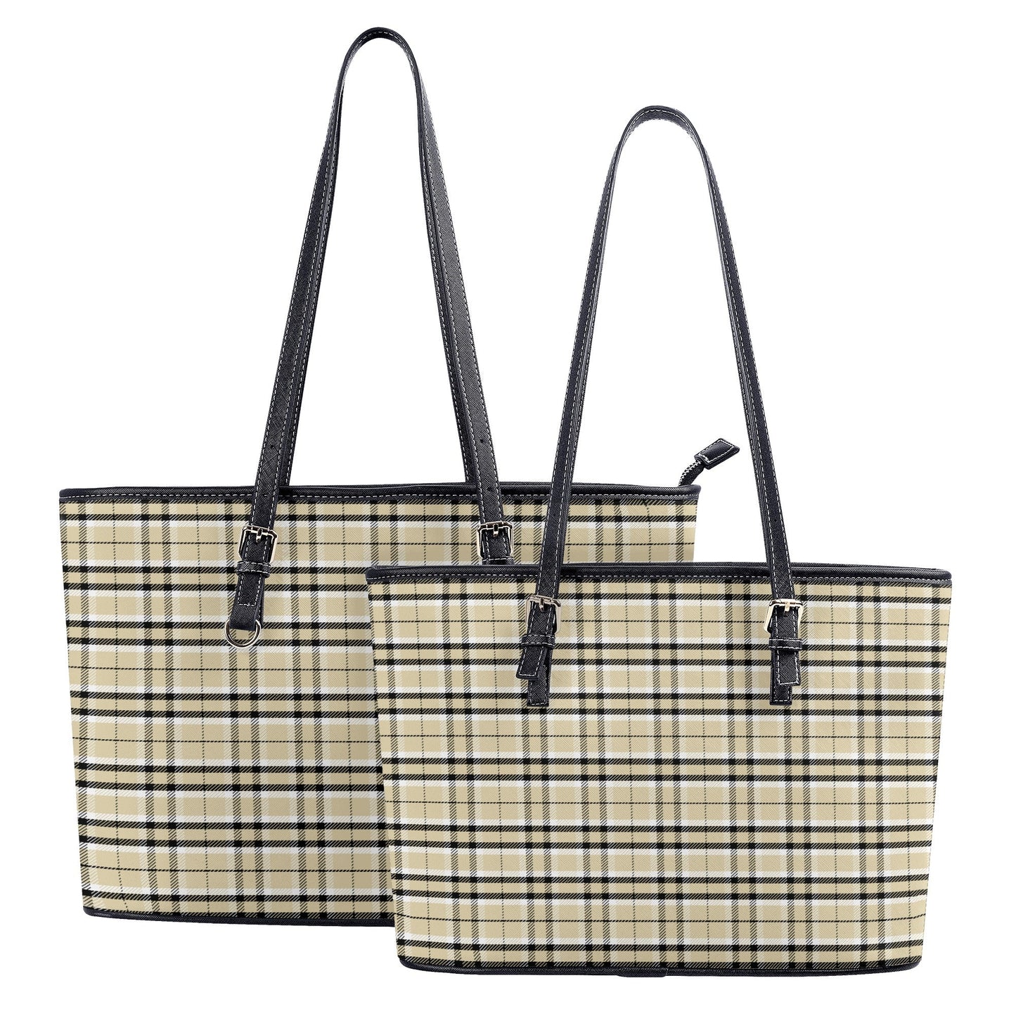 Chic Contrasting Yellow & Grey Argyle Plaid Professional Tote Bag Faux Leather (PU) - 2 Sizes