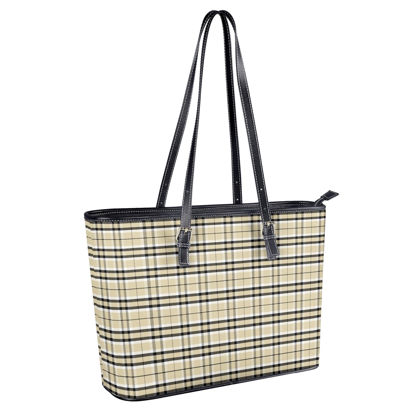 Chic Contrasting Yellow & Grey Argyle Plaid Professional Tote Bag Faux Leather (PU) - 2 Sizes