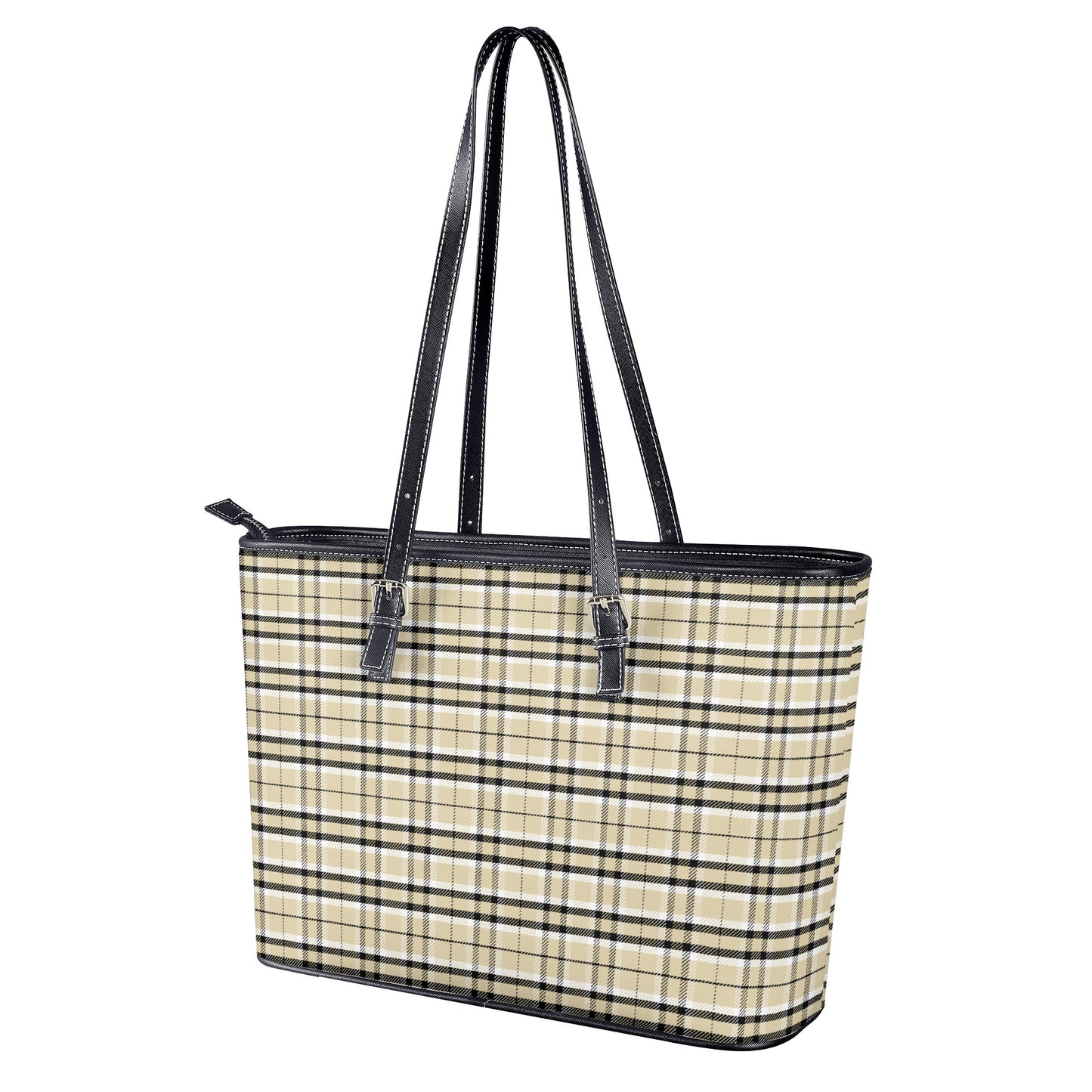 Chic Contrasting Yellow & Grey Argyle Plaid Professional Tote Bag Faux Leather (PU) - 2 Sizes