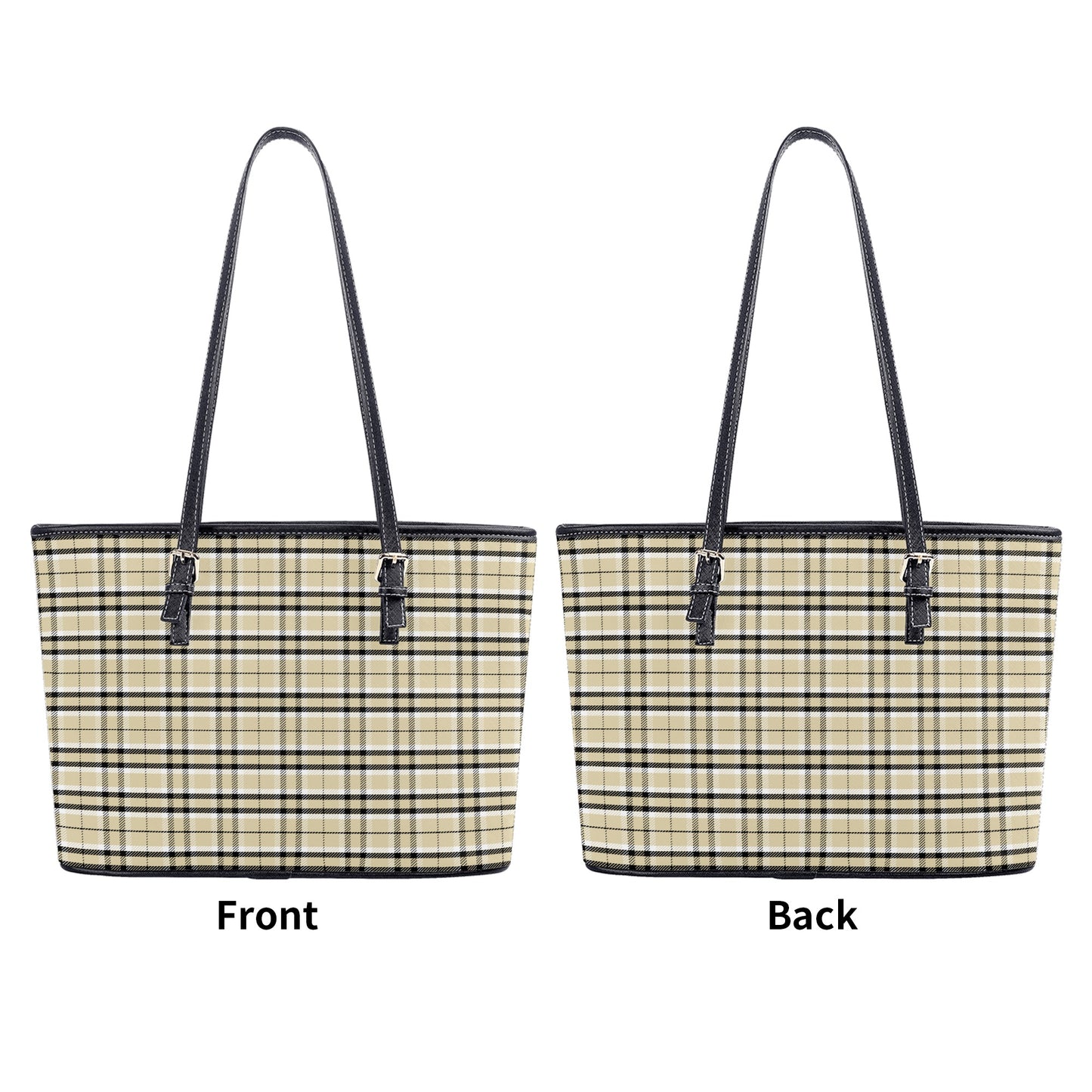 Chic Contrasting Yellow & Grey Argyle Plaid Professional Tote Bag Faux Leather (PU) - 2 Sizes