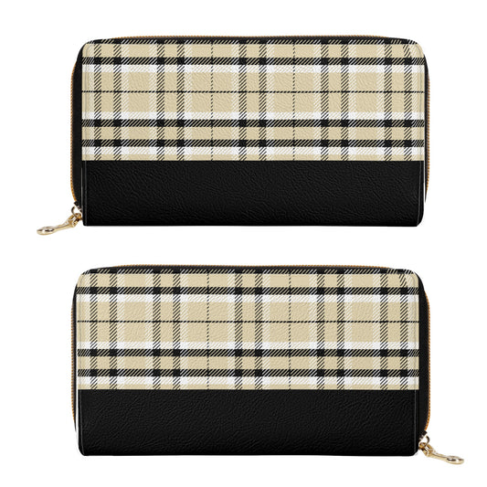 Chic Contrasting Yellow & Grey Argyle Plaid with Striking Black Accents Leather Wallet (PU)