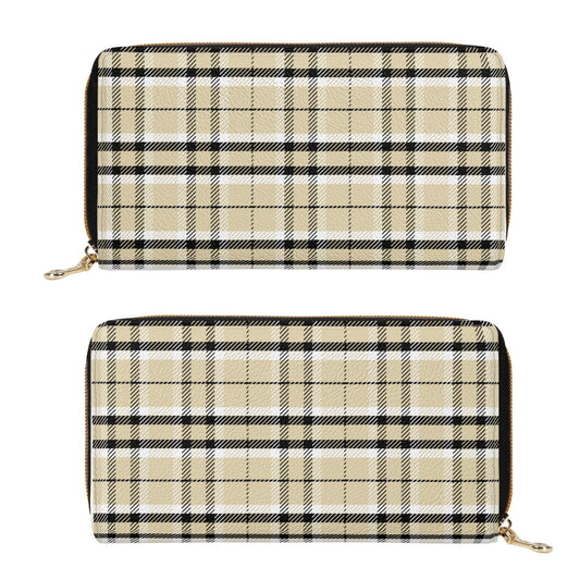 Chic Contrasting Yellow & Grey Argyle Plaid Pattern Leather Wallet (PU)