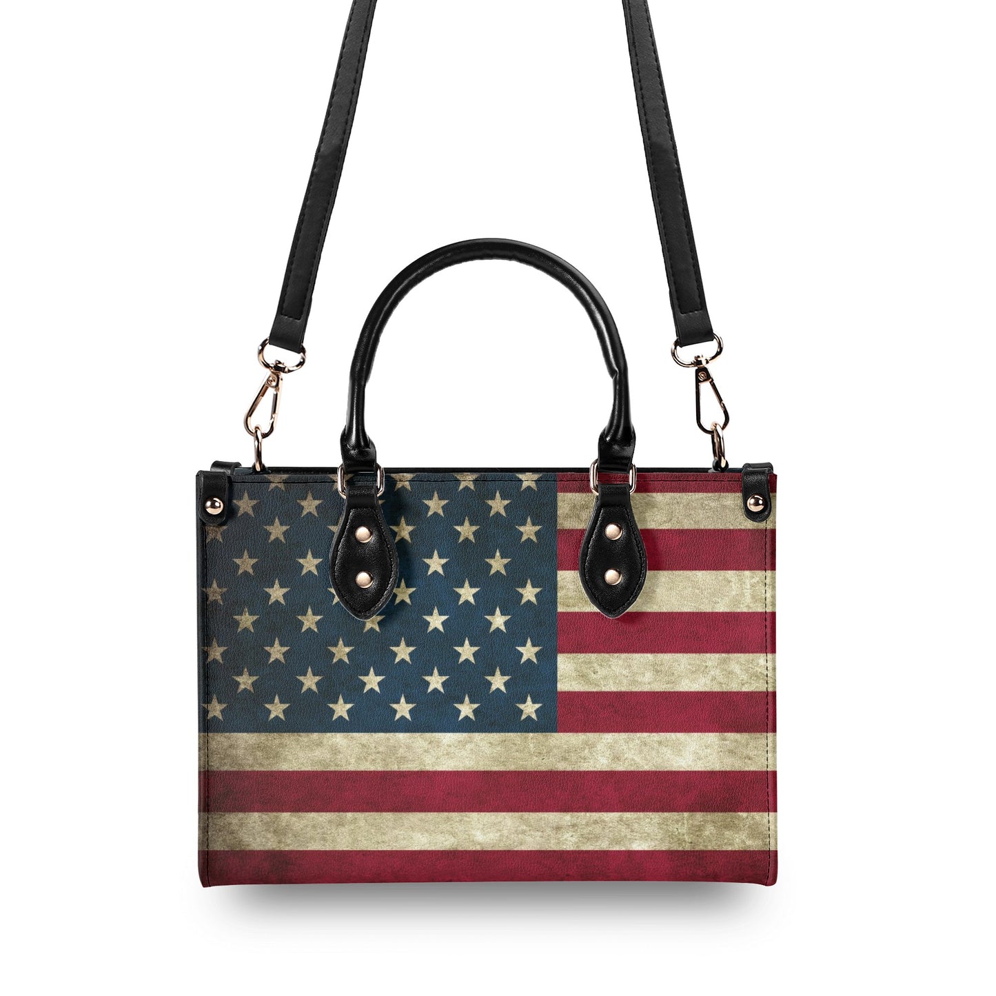 Rustic American Flag Leather Handbag (PU) - 3 Sizes