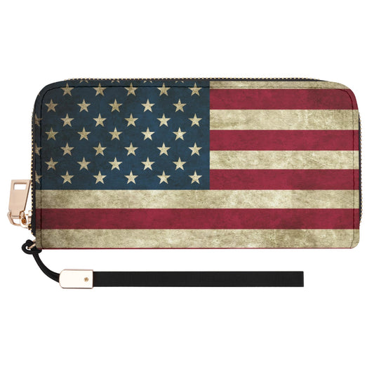 Rustic American Flag - Wristlet Wallet Leather (PU)