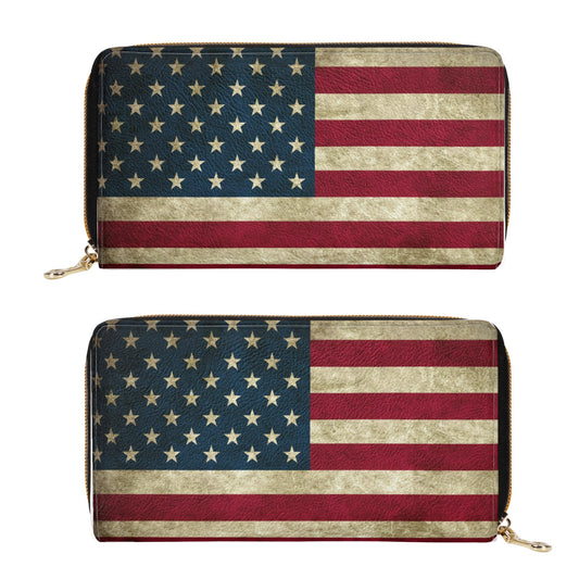 Rustic American Flag Leather Wallet (PU)