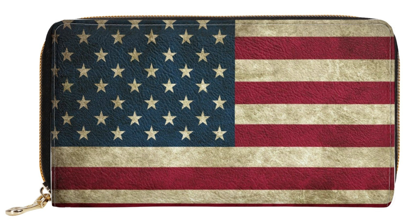 Rustic American Flag Leather Wallet (PU)