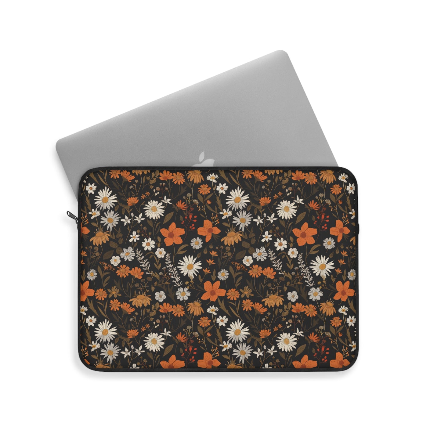 Elegant Floral Seamless Pattern in Warm Autumn Hues on Dark Background Laptop or Ipad Protective Sleeve 3 Sizes Available