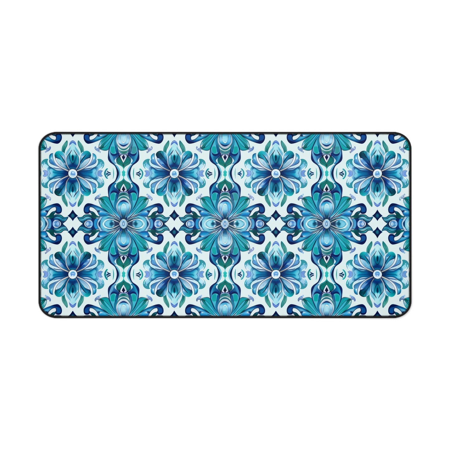 Majestic Florals in A Lush Array of Teal and Blue Blossoms Gaming Mouse Pad  Desk Mat  - 3 Sizes