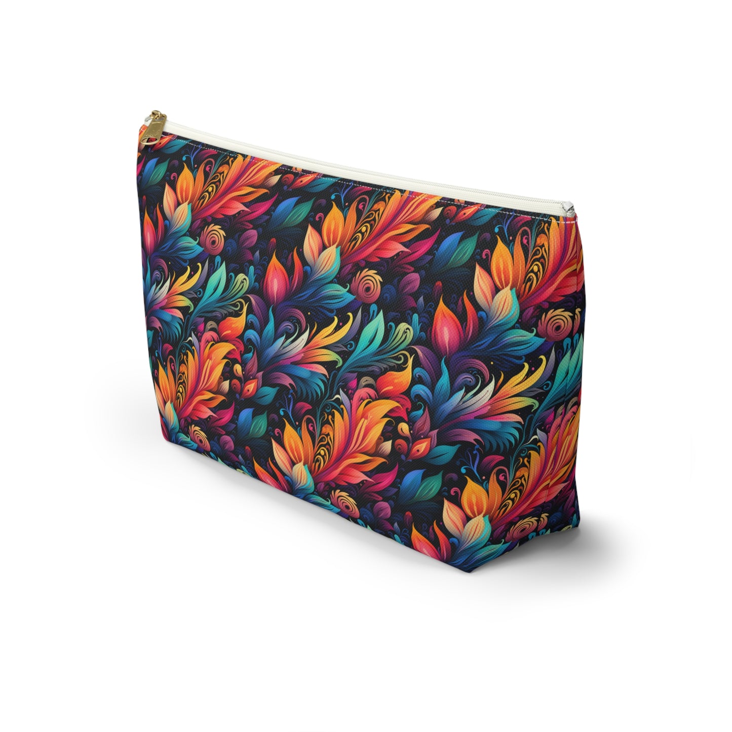 Mystical Neon Flowers and Leaves  - Makeup & Accessory Bag 2 Sizes