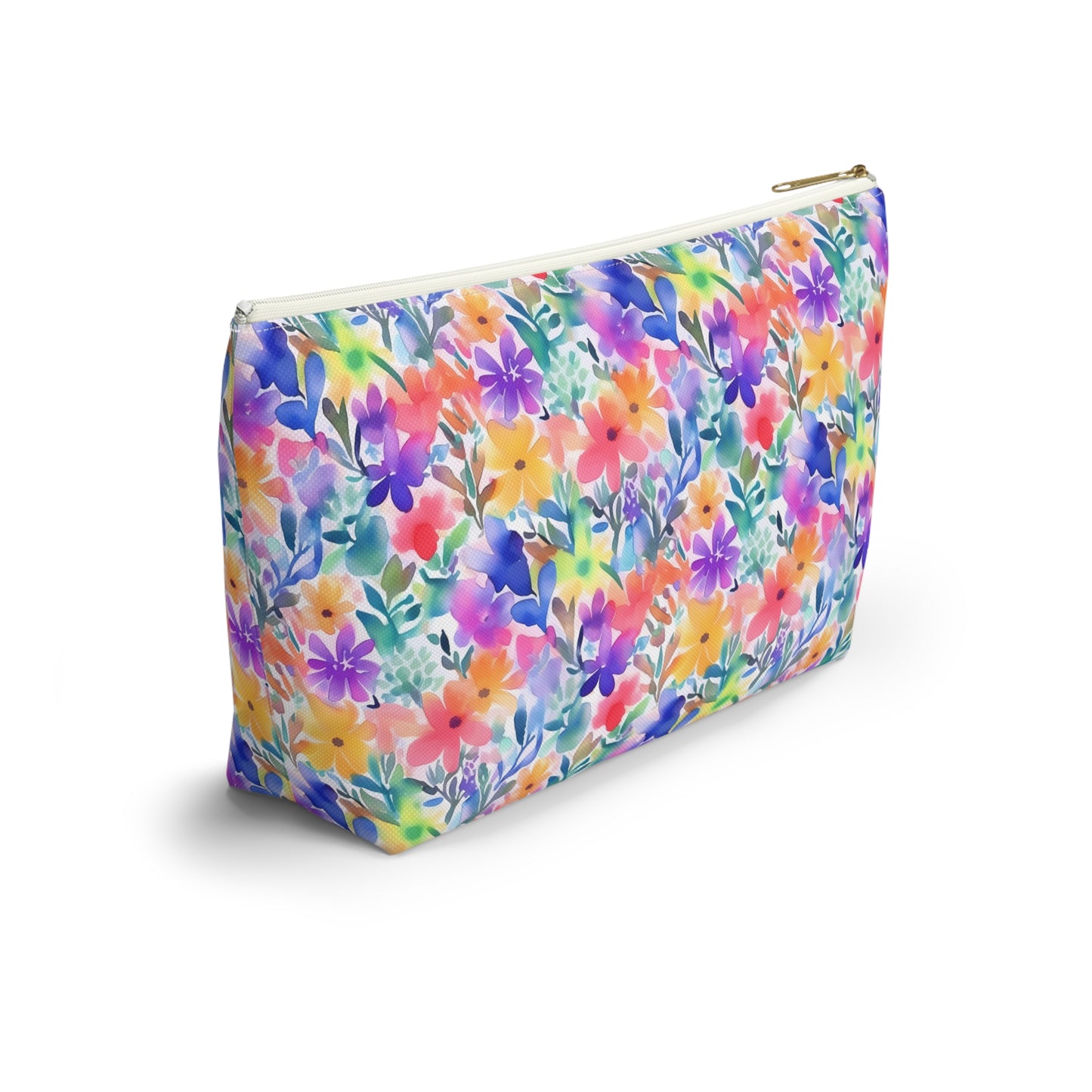 Radiant Watercolor Blooms: Bright and Vivid Floral  Design - Makeup & Accessory Bag 2 Sizes