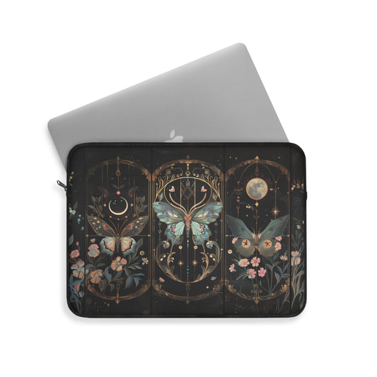 Celestial Garden Quartet Art Nouveau Butterfly and Moon Phases Laptop or Ipad Protective Sleeve 3 Sizes Available