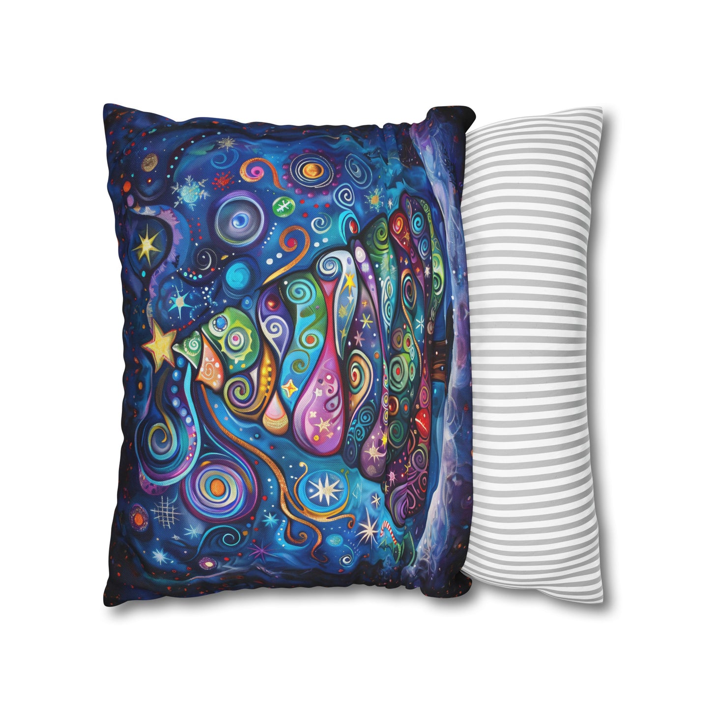 Vibrant Abstract Patchwork Christmas Tree Illuminating the Season Spun Polyester Square Pillowcase 4 Sizes