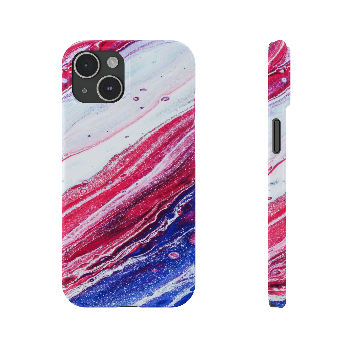 Red White and Blue Alcohol Ink Design Iphone 15-12 Slim Phone Case