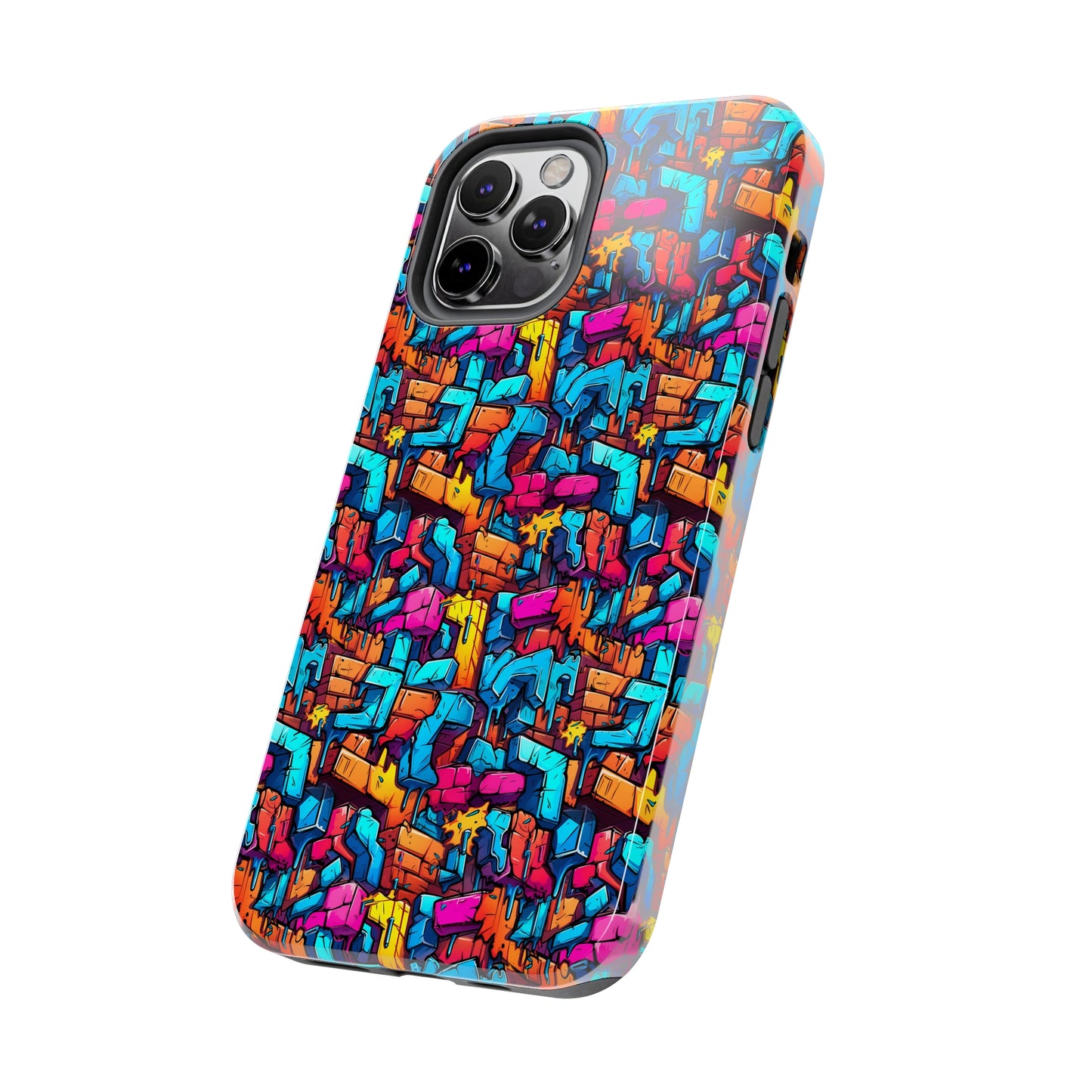 3D Rainbow Colored Graphic Blocks Design Iphone Tough Phone Case