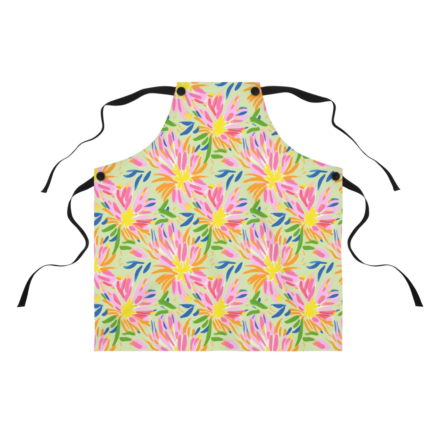 Blossoms in Bloom: Watercolor Pink and Yellow Flower Bursts Design - Kitchen Chef Apron