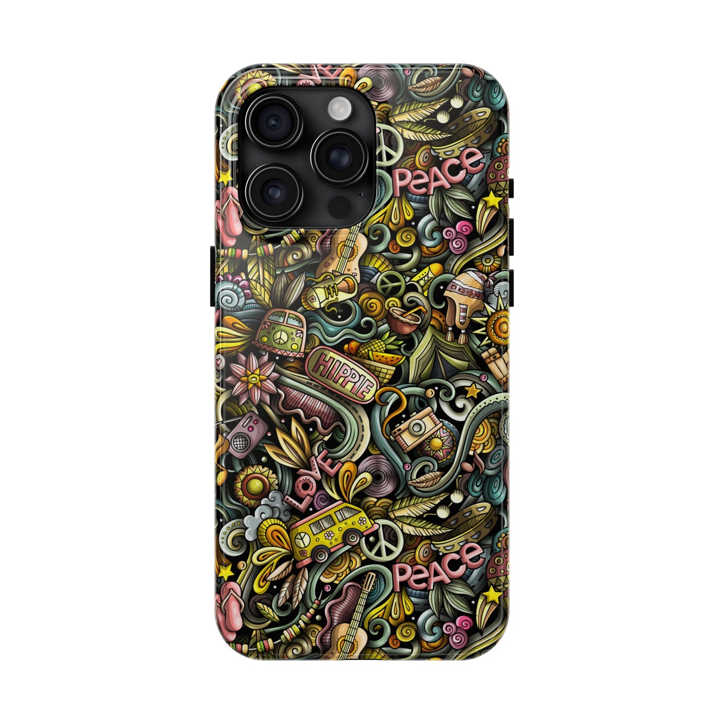 Peace, Love & VW Fun Cartoon Design Iphone Tough Phone Case