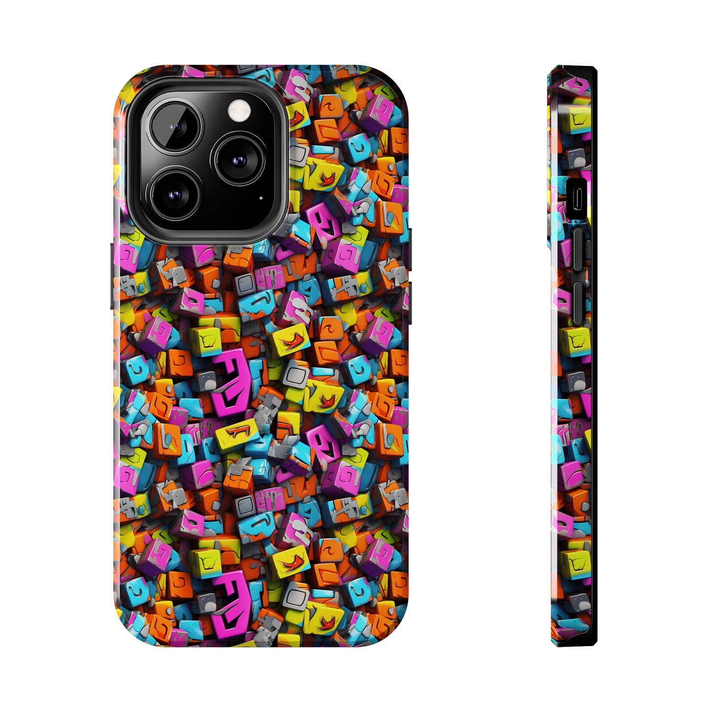 3D Abstract Colorful Block Design Iphone Tough Phone Case