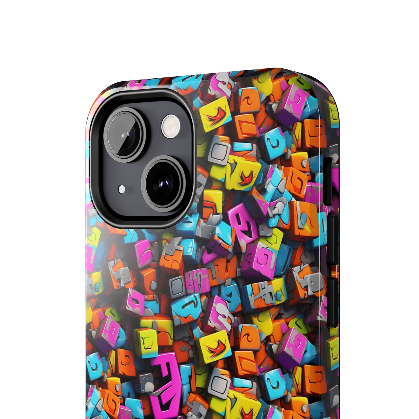 3D Abstract Colorful Block Design Iphone Tough Phone Case